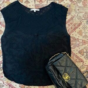 Search for sanity sequin embellished black sleeveless blouse small